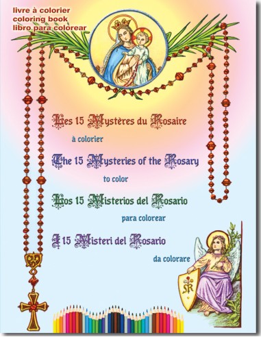 Los 15 Misterios del Rosario a coloriar